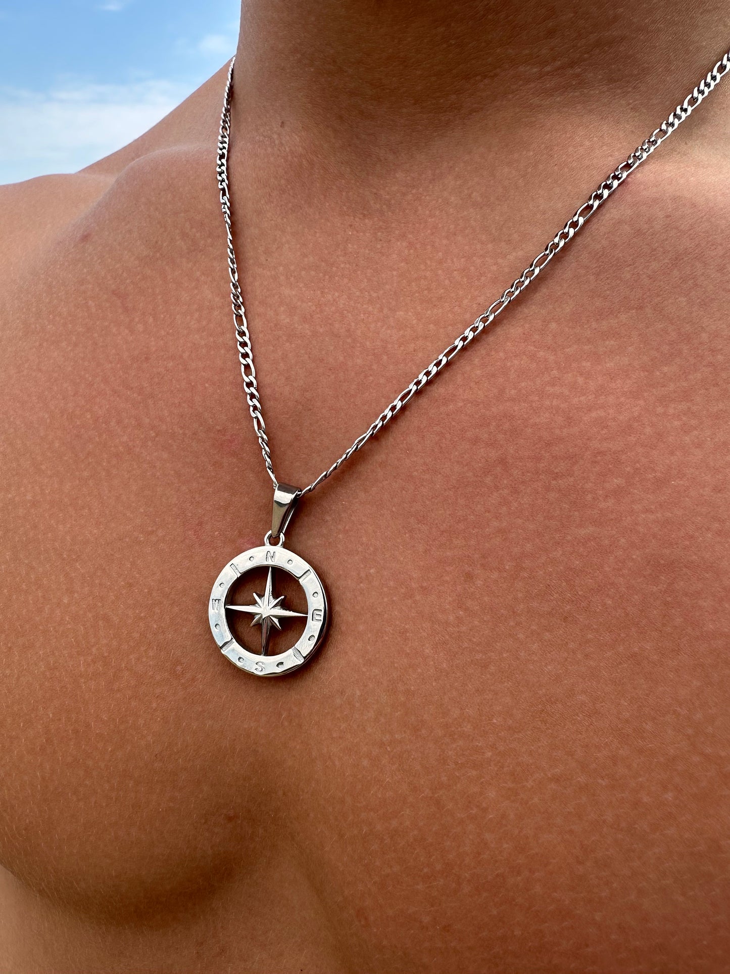 Gold North Star Compass Pendant