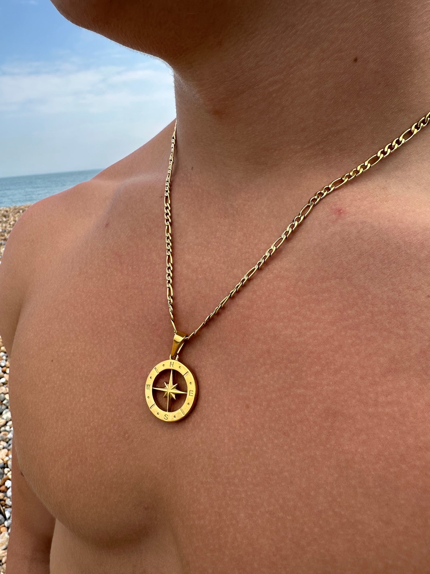 Gold North Star Compass Pendant