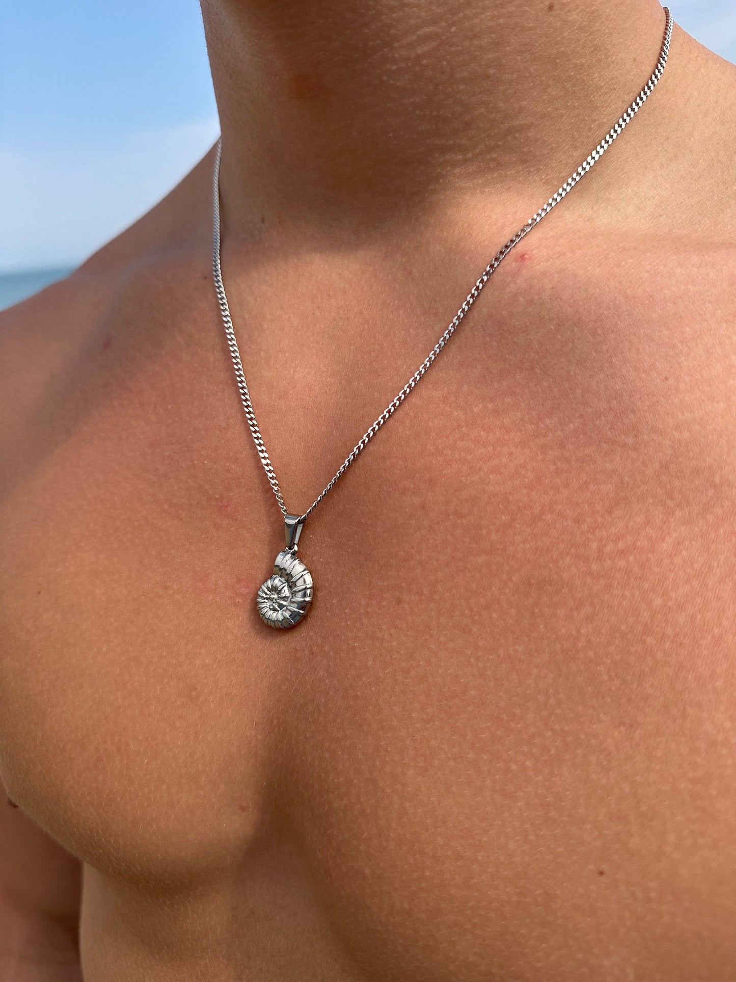 Silver Ammonite Fossil Pendant