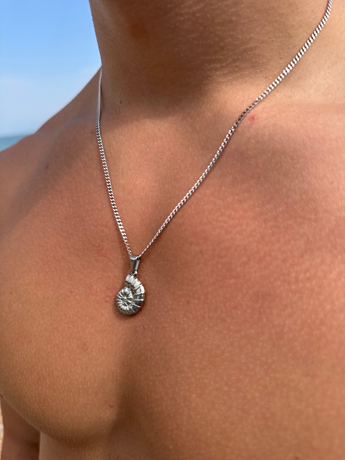 Silver Ammonite Fossil Pendant