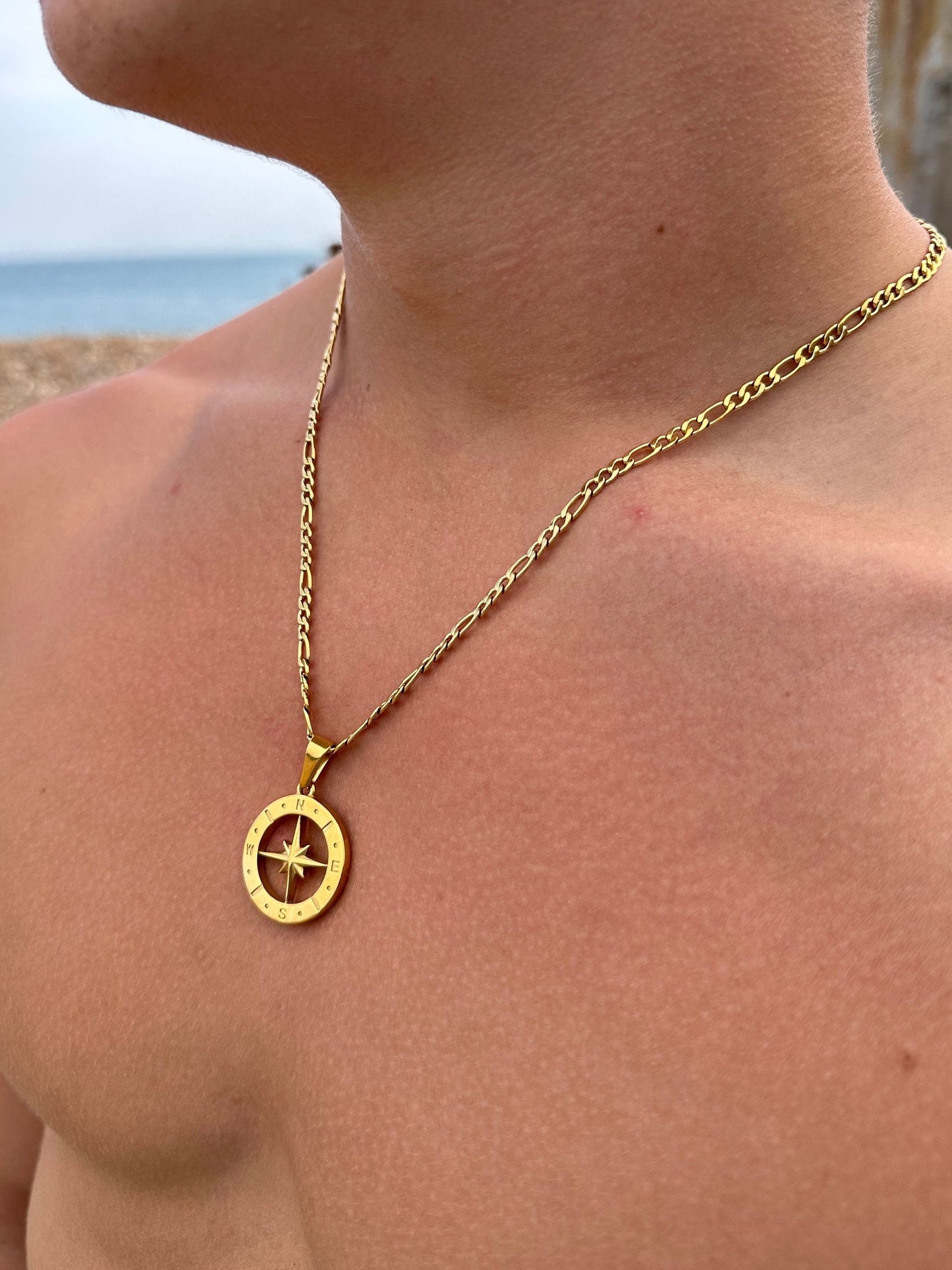 Silver North Star Compass Pendant