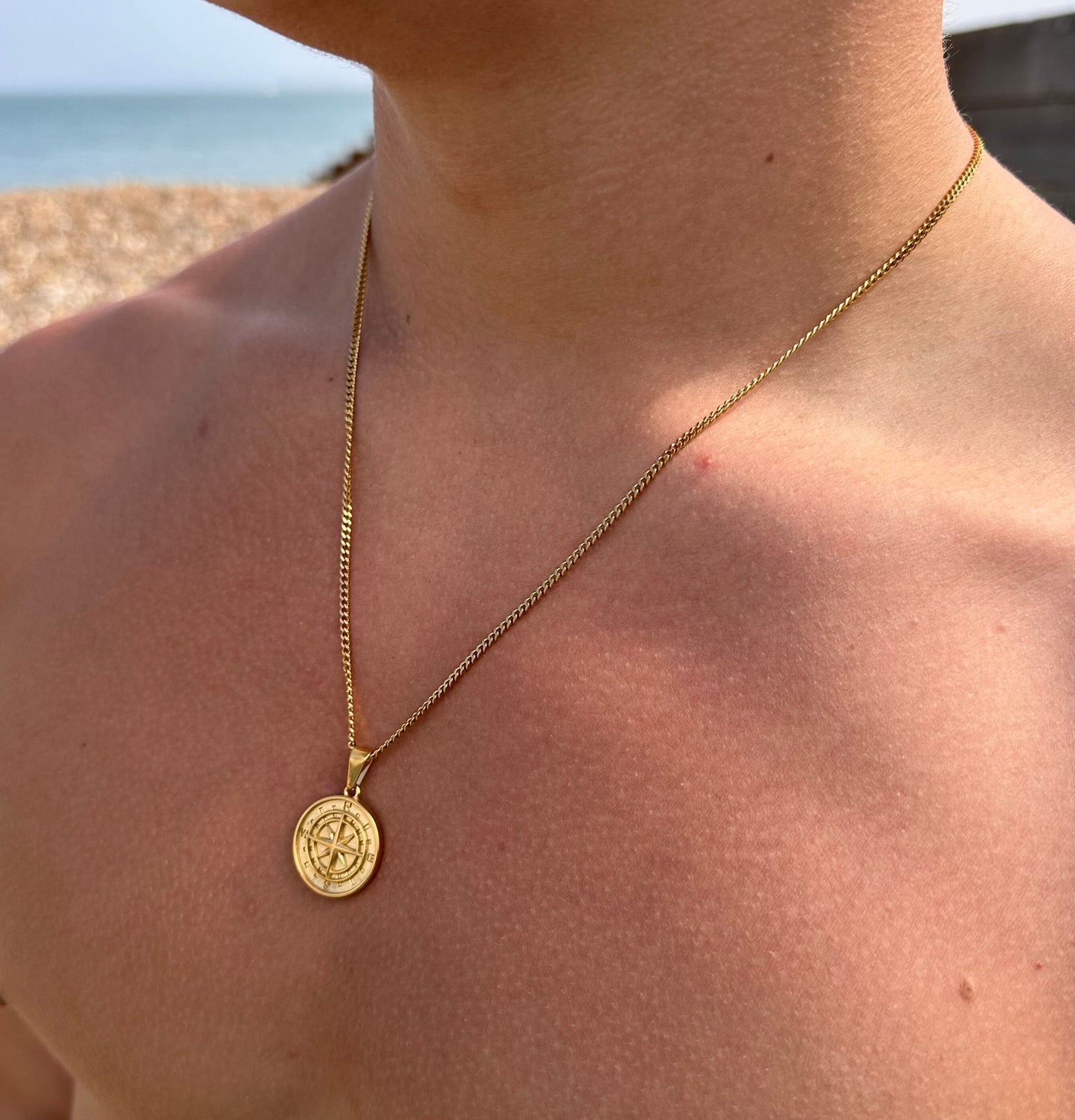 Gold North Star Compass Necklace 2 Chain Set