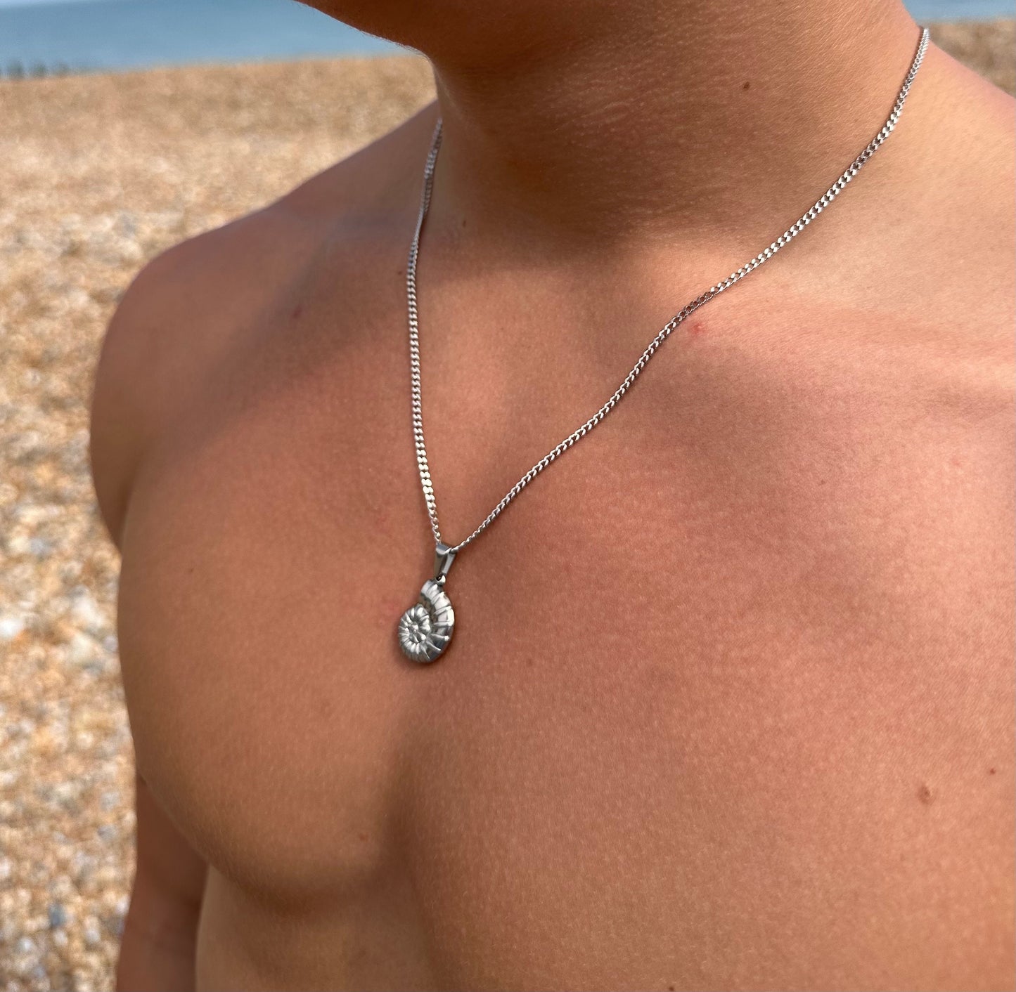 Silver Ammonite Fossil Pendant