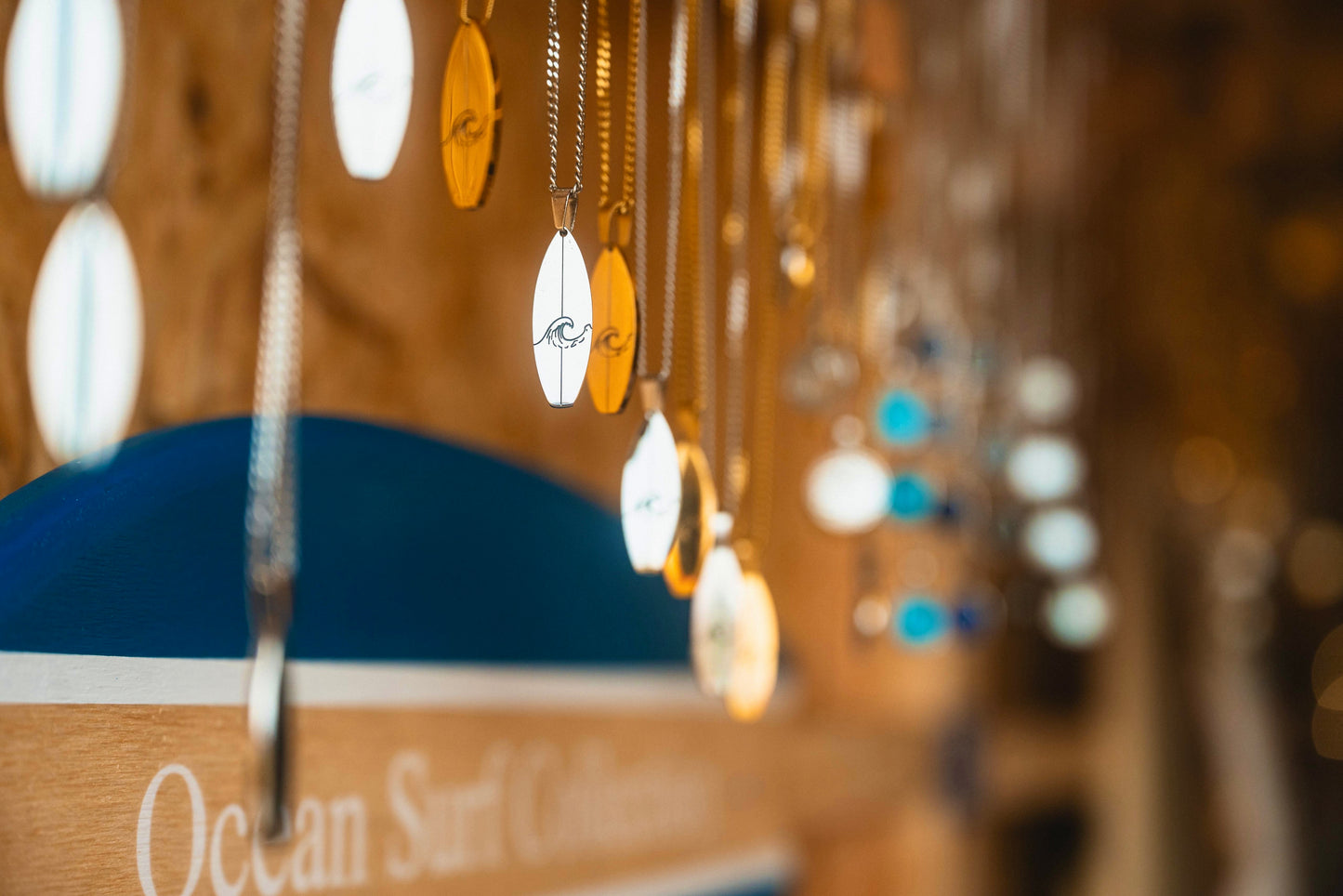 Silver Wave Surfboard Pendant