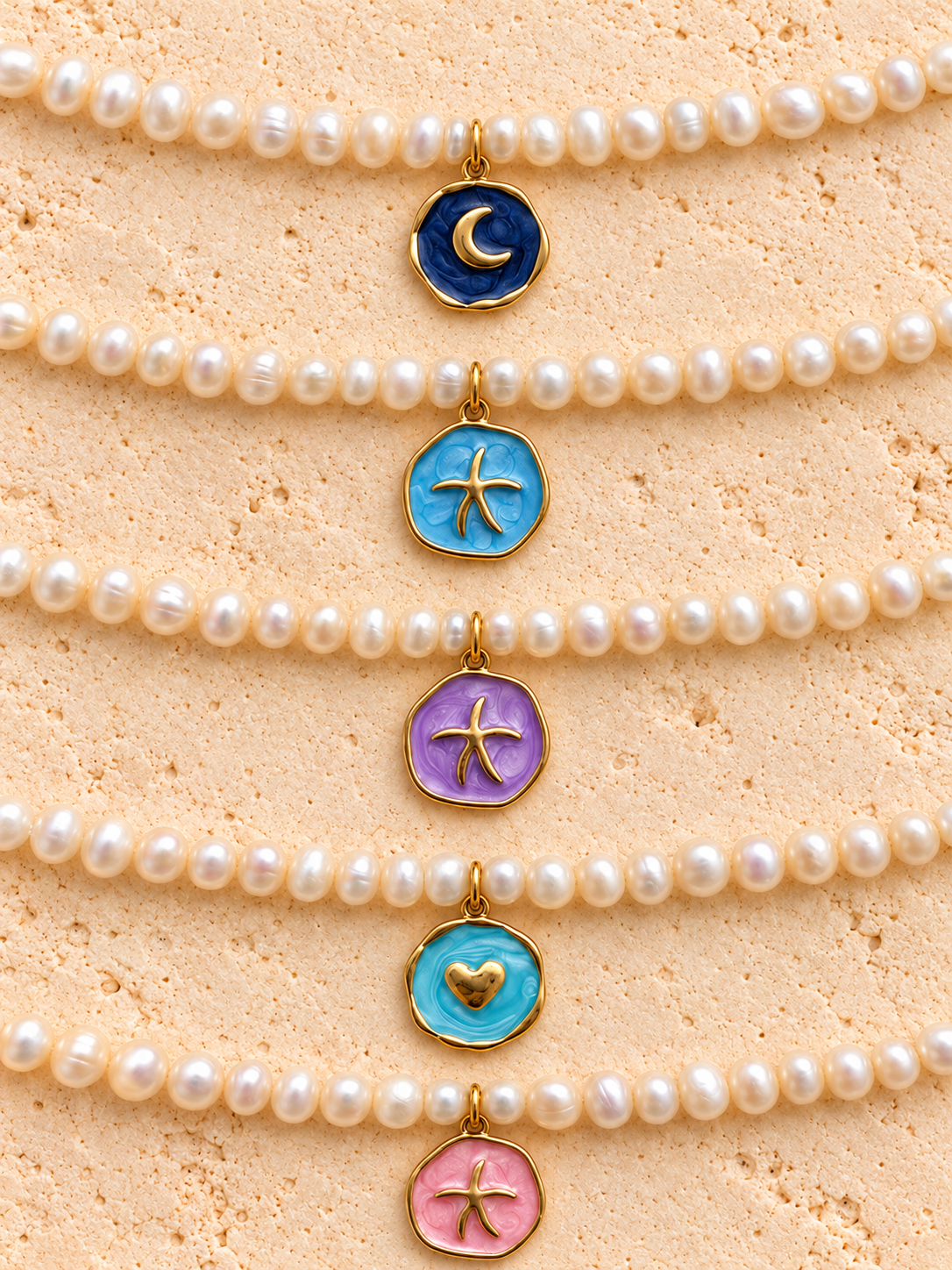 Blue Starfish Pearl Necklace Gold (NEW)