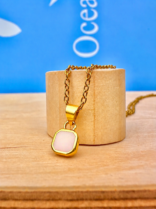Mini Opal Stone Necklace Gold