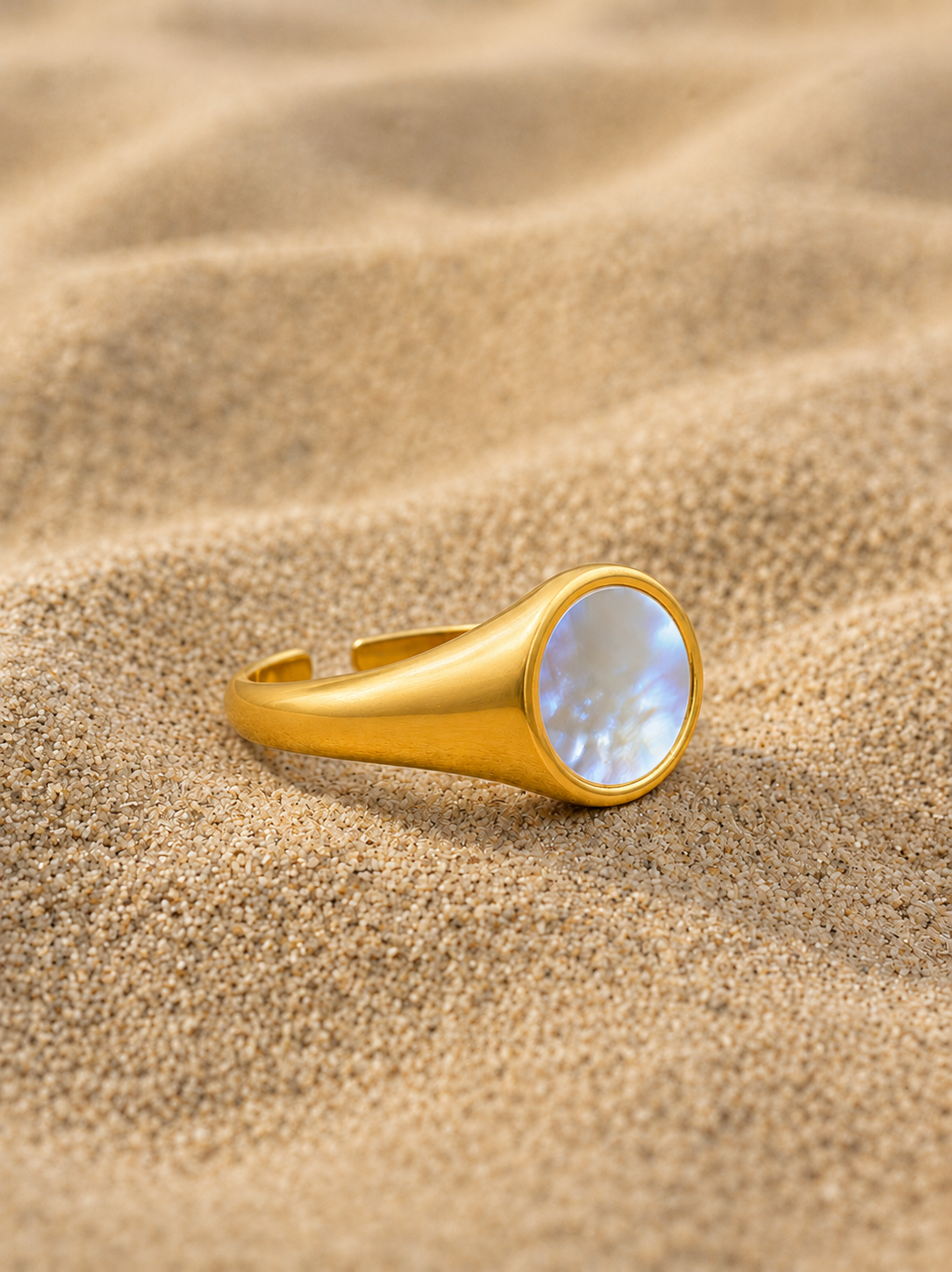 Pearl Shell Stone Ring Silver