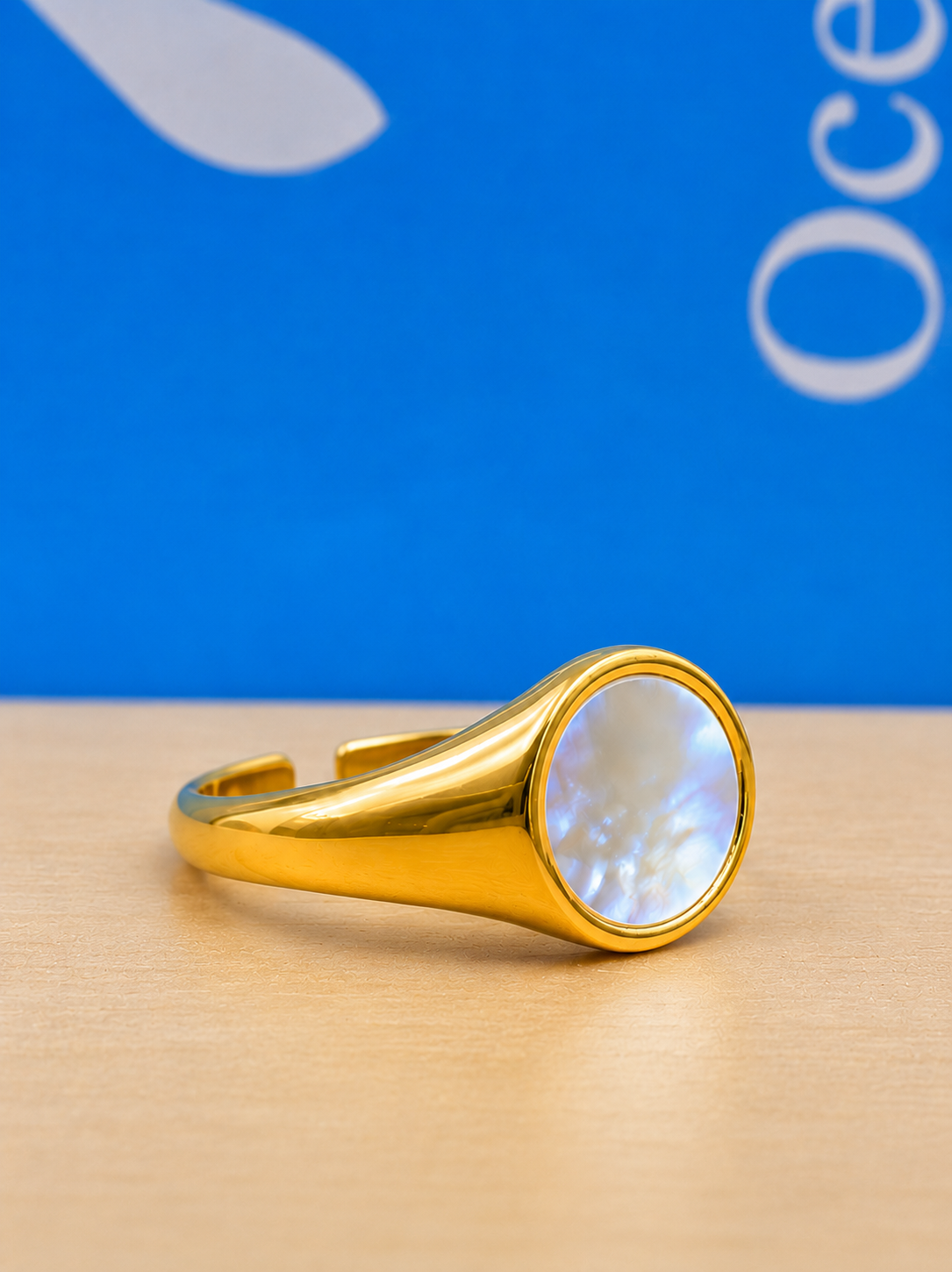 Pearl Shell Stone Ring Silver