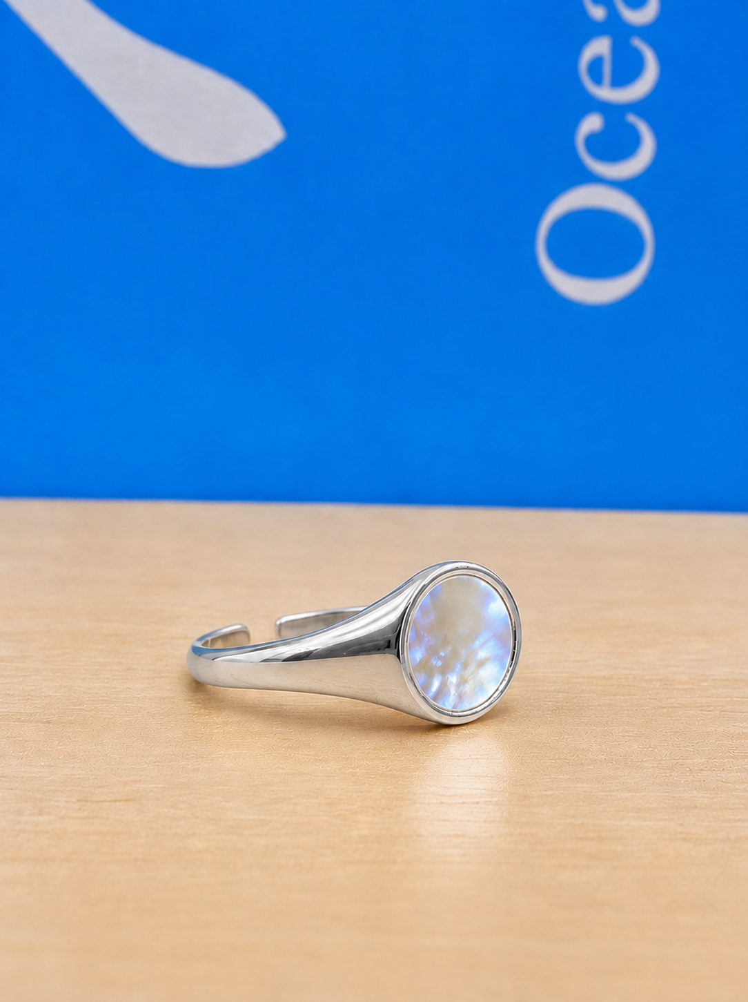 Pearl Shell Stone Ring Silver