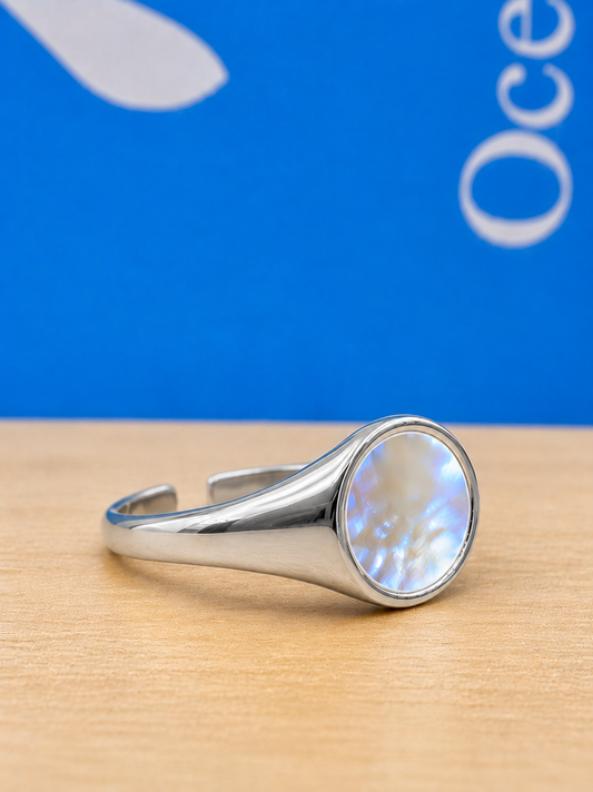 Pearl Shell Stone Ring Silver