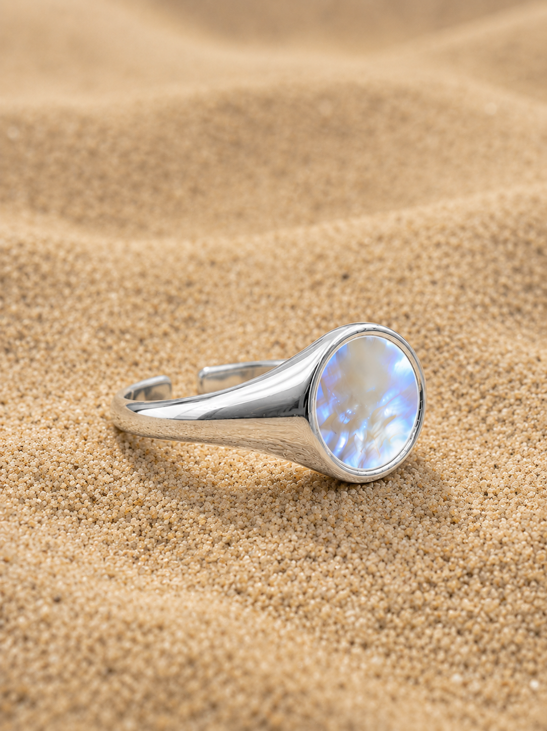 Pearl Shell Stone Ring Silver