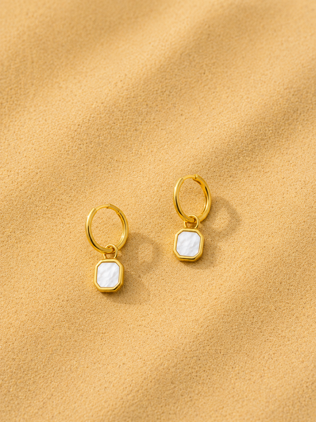 Mini Pearl Shell Stone Earrings Gold