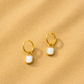 Mini Pearl Shell Stone Earrings Gold