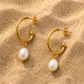 Freshwater Pearl Gold Hoop Earrings