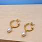 Freshwater Pearl Gold Hoop Earrings