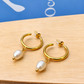 Freshwater Pearl Gold Hoop Earrings