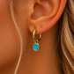 Mini Turquoise Stone Earrings Gold