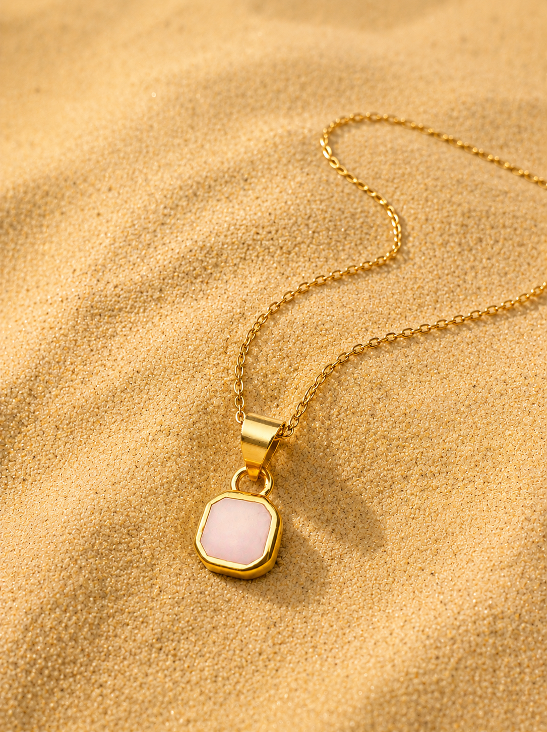 Mini Opal Stone Necklace Gold