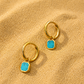 Mini Turquoise Stone Earrings Gold