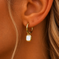 Mini Pearl Shell Stone Earrings Gold