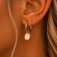 Mini Opal Stone Earrings Gold