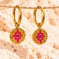 Coloured Star Gold Hoop Earrings Light Green