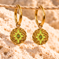 Coloured Star Gold Hoop Earrings Dark Green