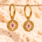 Coloured Star Gold Hoop Earrings Light Green