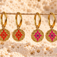 Coloured Star Gold Hoop Earrings Light Green