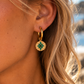 Coloured Star Gold Hoop Earrings Dark Green