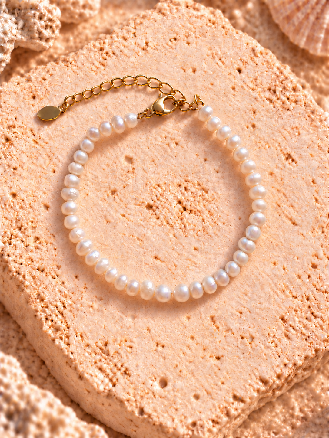 Pink Starfish Pearl Bracelet Gold (NEW)