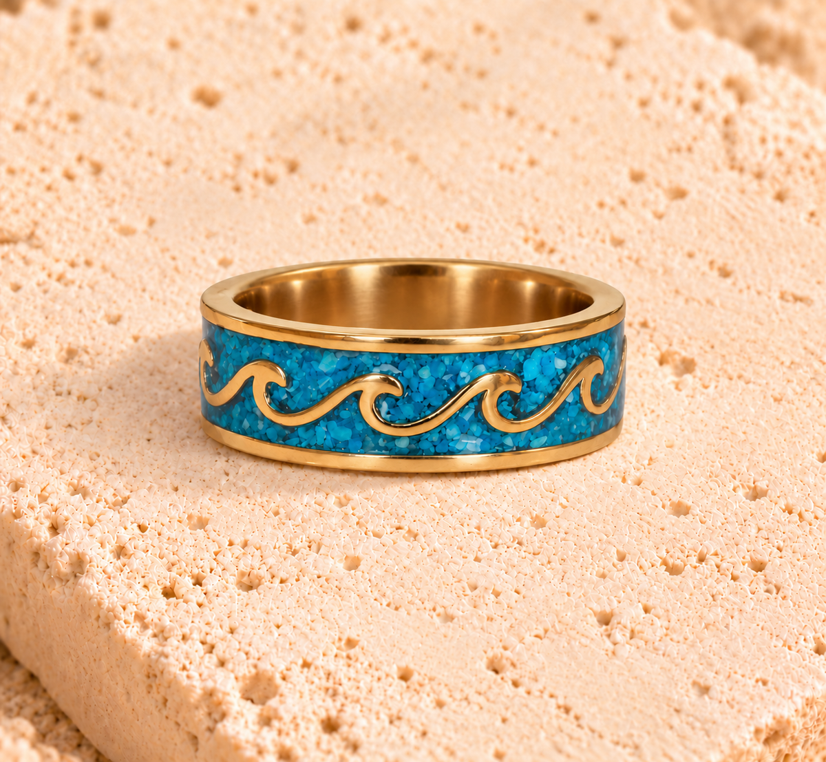 Crushed Pearl Shell Wave Ring Silver