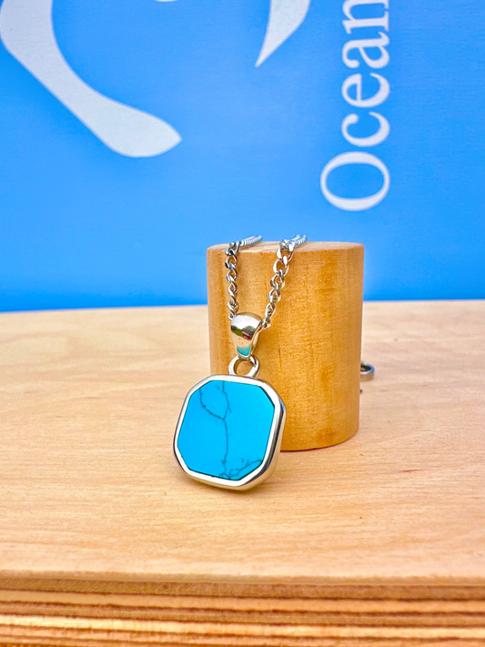 Turquoise Stone Necklace Silver