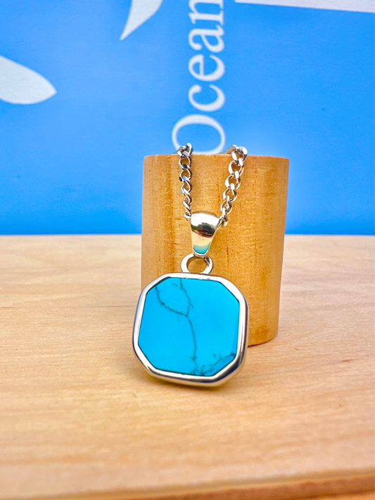 Turquoise Stone Necklace Silver