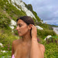 Mini Pearl Shell Stone Earrings Silver
