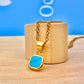 Mini Turquoise Stone Necklace Gold