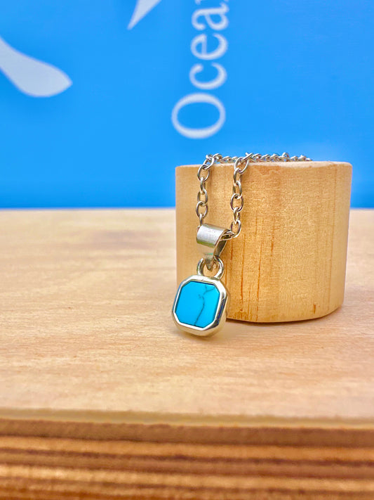 Mini Turquoise Stone Necklace Silver