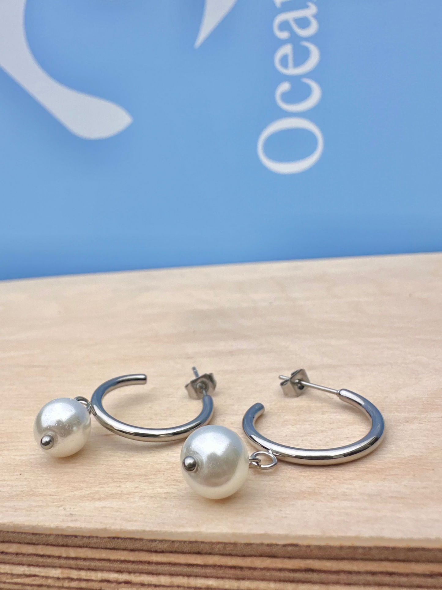 Freshwater Pearl Silver Hoop Earrings
