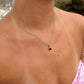 Mini Black Onyx Stone Necklace Silver