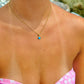 Mini Turquoise Stone Necklace Gold
