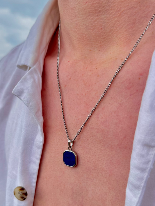 Lapis Lazuli Stone Pendant Silver