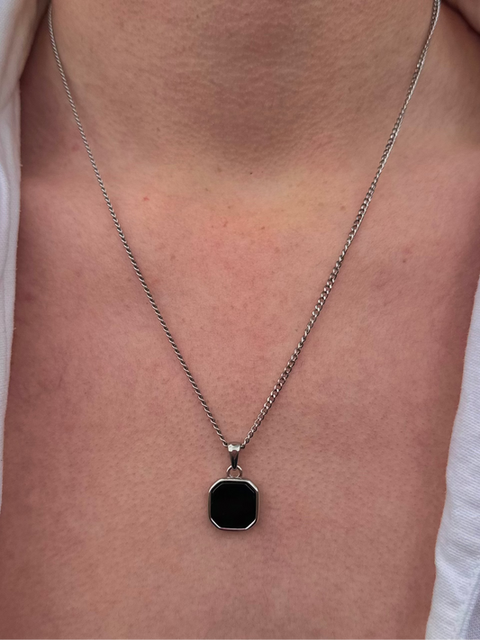 Onyx Stone Pendant Silver