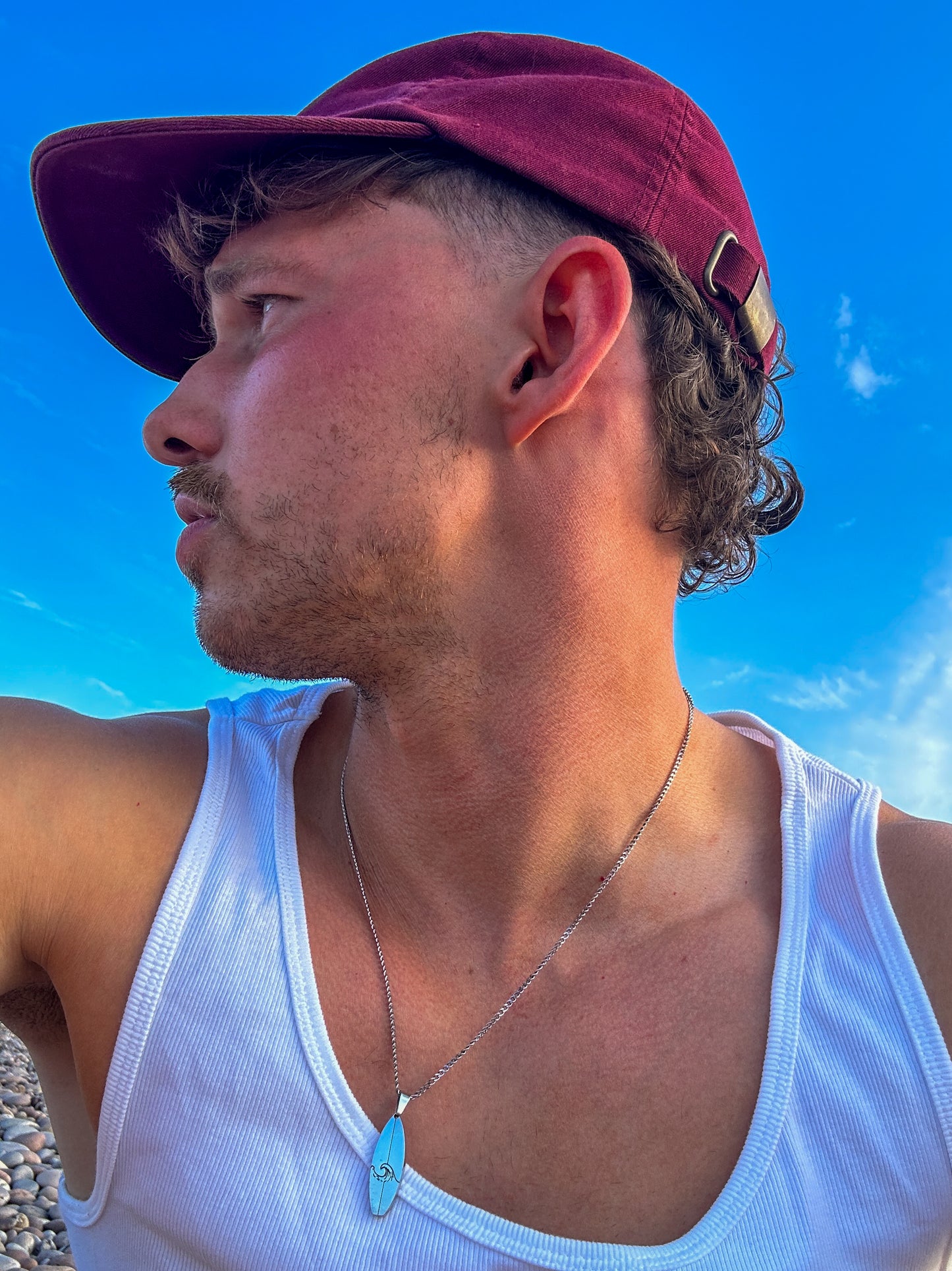 Silver Wave Surfboard Pendant