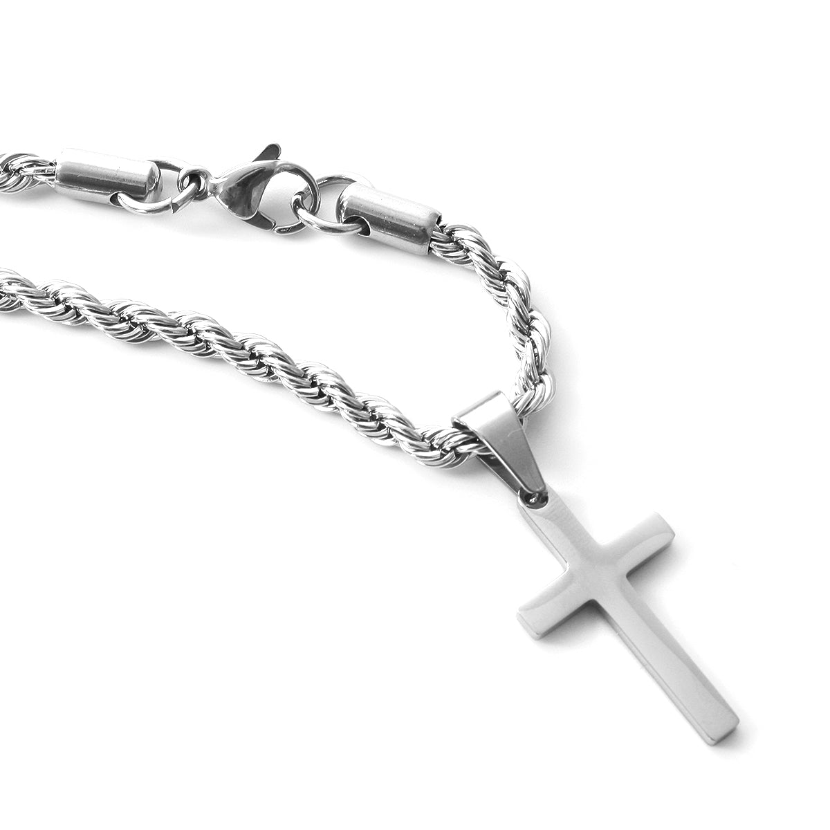 Silver Rope chain cross Pendant