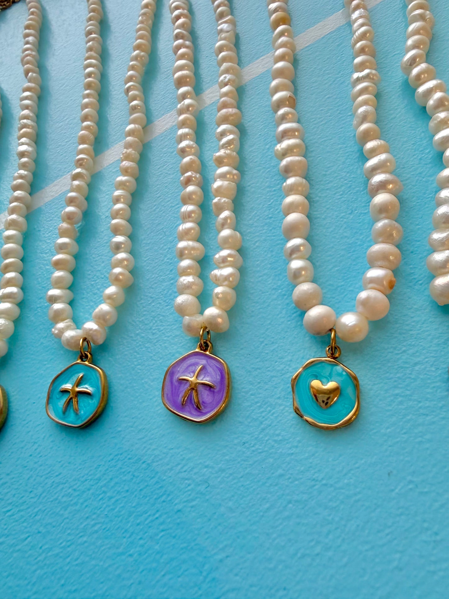 Blue Starfish Pearl Necklace Gold (NEW)