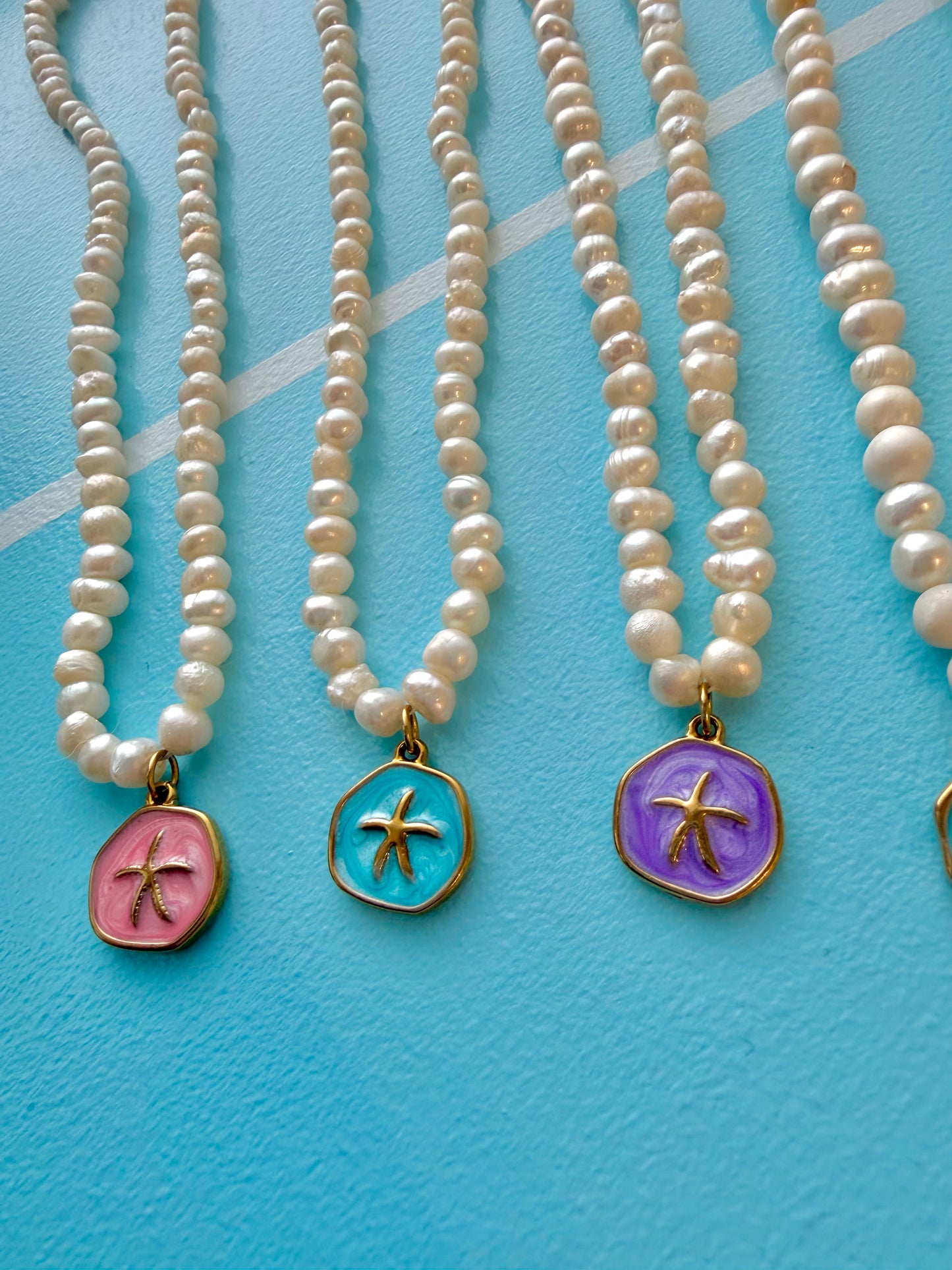 Blue Starfish Pearl Necklace Gold (NEW)