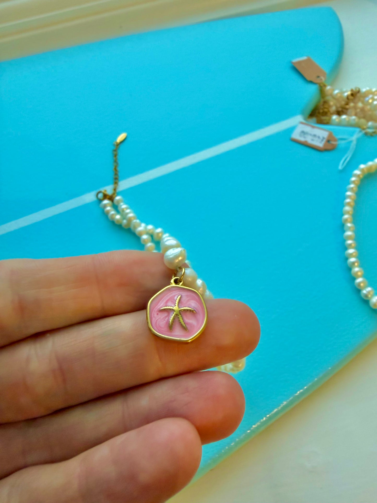 Blue Starfish Pearl Necklace Gold (NEW)