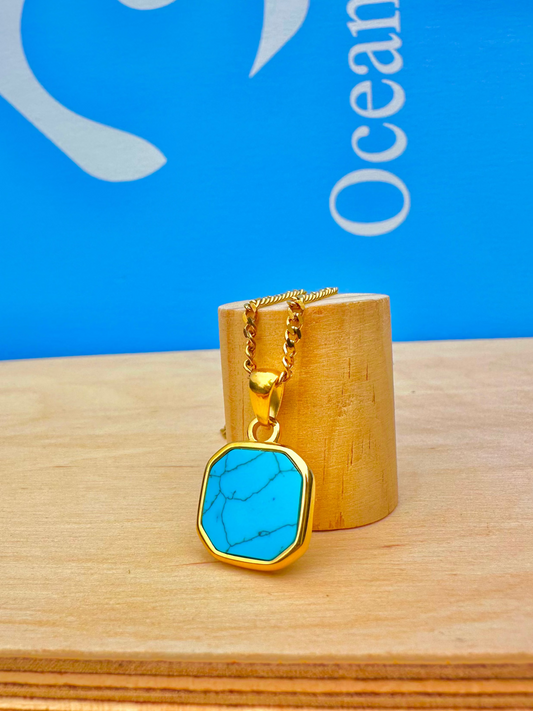 Turquoise Stone Pendant Gold