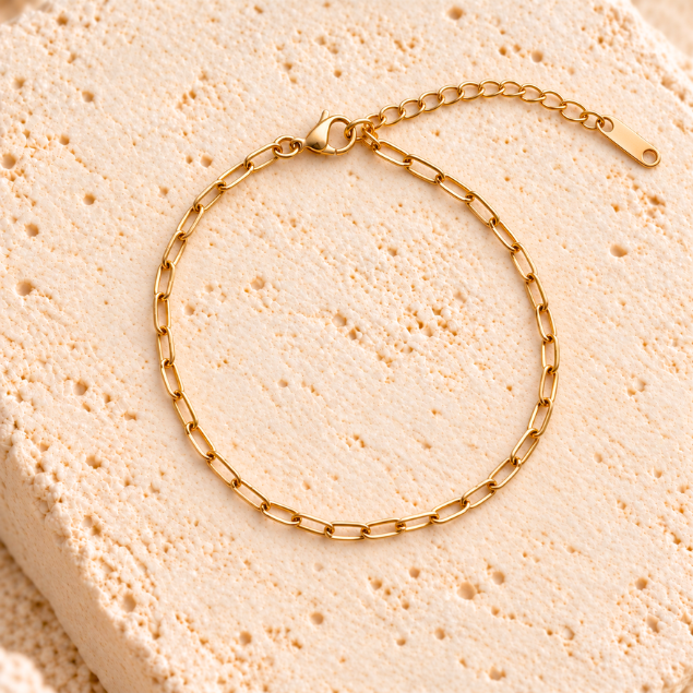 Gold Paperclip Bracelet 2mm