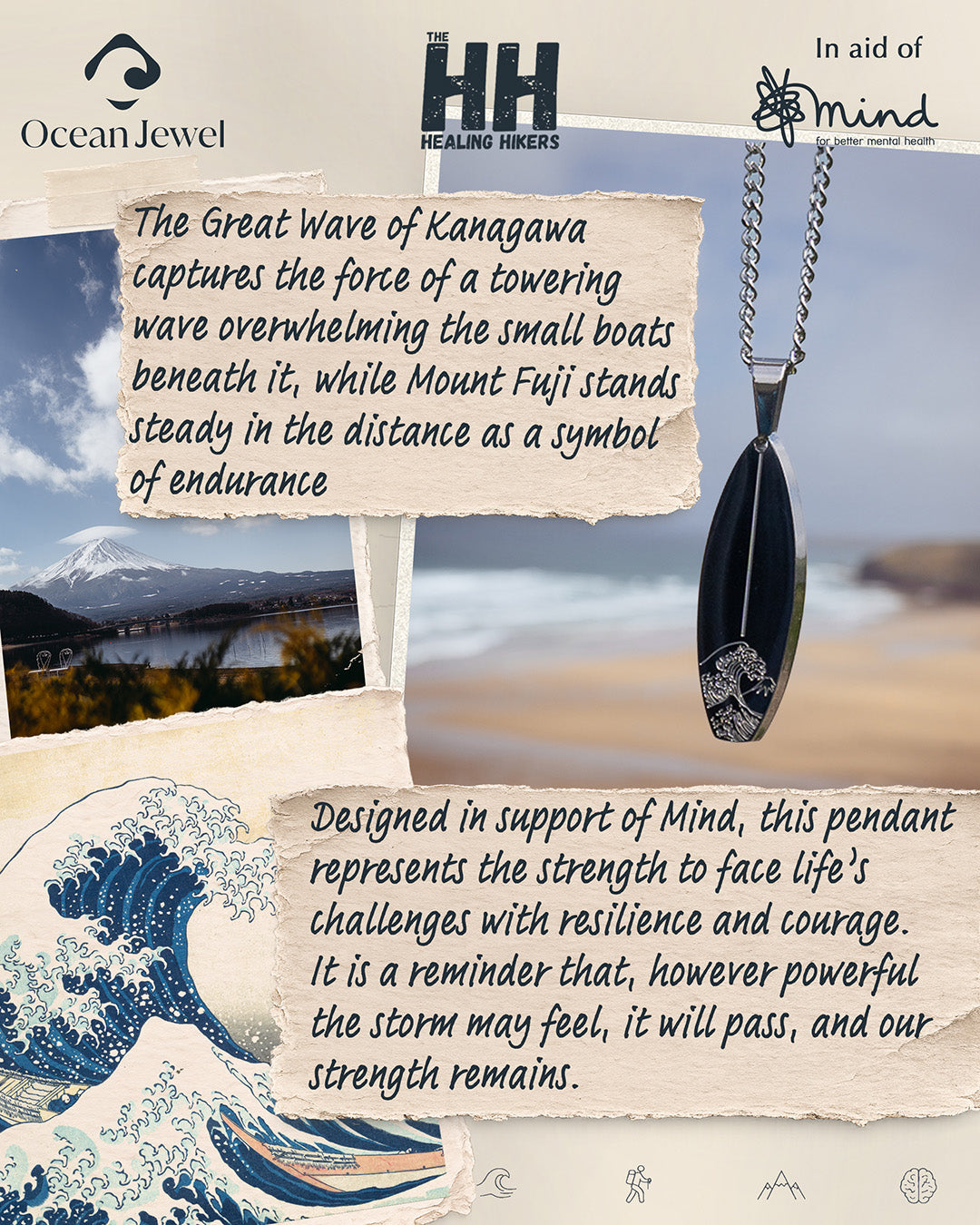 Tom Prout Healing Hikers X OceanJewel Kanagawa Wave Pendant